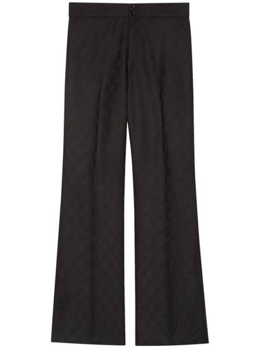 Women's GG Wool Jacquard Wide Pants Black - GUCCI - BALAAN 1