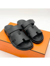 Hermes Chypre H Logo Calfskin Sandals Black - HERMES - BALAAN 7