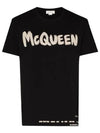 Graffiti Logo Print Short Sleeve T-Shirt Black - ALEXANDER MCQUEEN - BALAAN 2