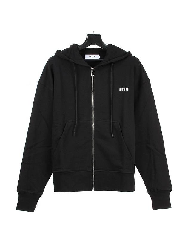 Men's Micro Logo Cotton Zip-Up Hoodie Black - MSGM - BALAAN 2