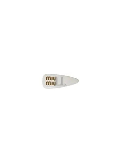 Logo Patent Leather Hair Clip White - MIU MIU - BALAAN 2