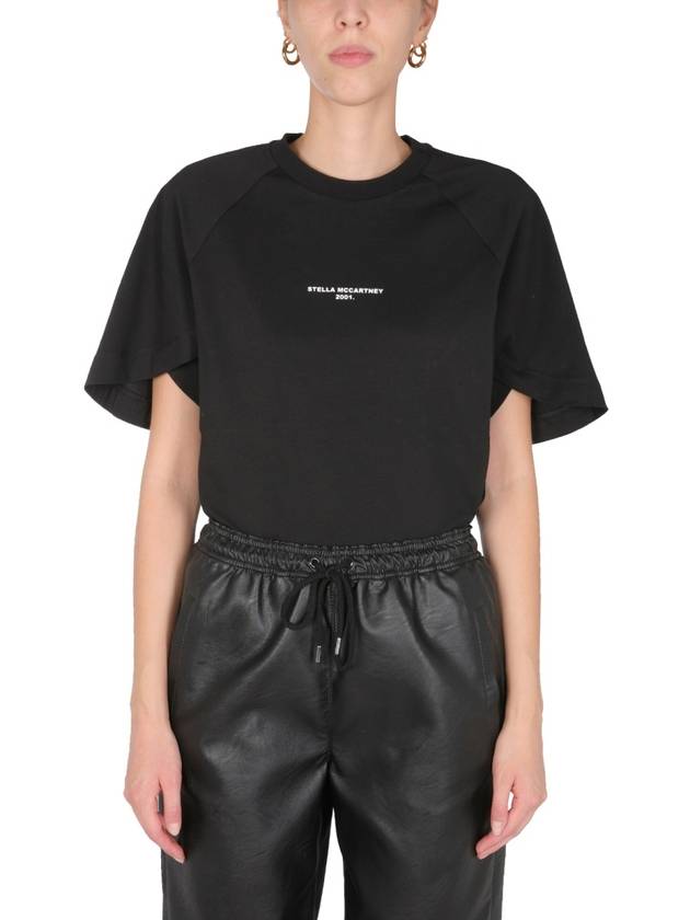 Women's Logo Print Crew Neck Short Sleeve T-Shirt Black - STELLA MCCARTNEY - BALAAN 2