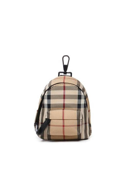 Jett Check Mini Canvas Backpack Charm Key Holder Beige - BURBERRY - BALAAN 2