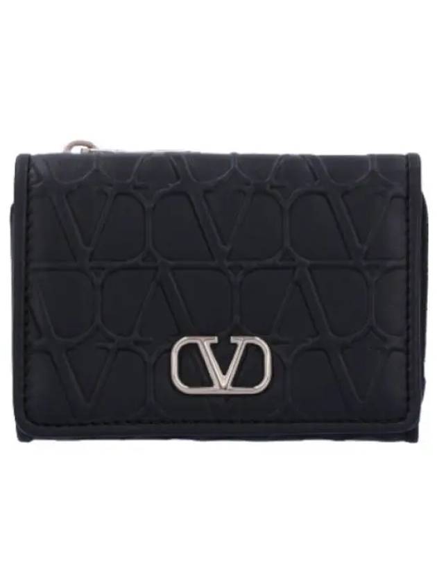 Twal Iconograph Tri Fold Wallet Black - VALENTINO - BALAAN 1