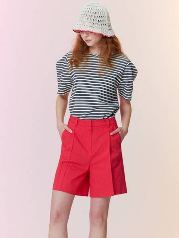 Linen One Tuck Bermuda Shorts Red - OPENING SUNSHINE - BALAAN 1