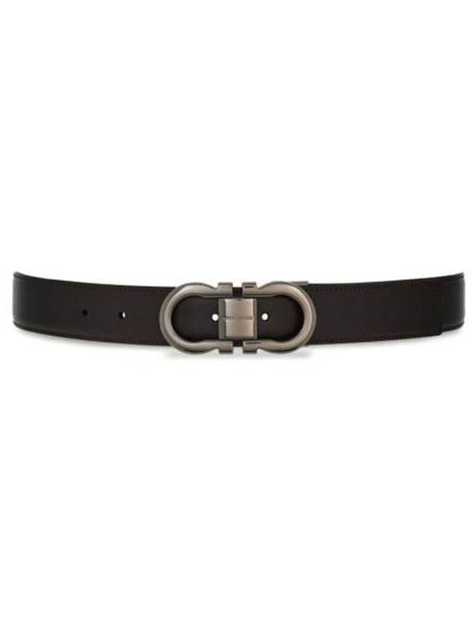 Gancini Reversible Leather Belt Black Dark Brown - SALVATORE FERRAGAMO - BALAAN 1