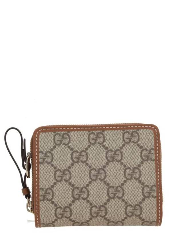 GG Emblem Zip Mini Coin Wallet Beige Brown - GUCCI - BALAAN 1