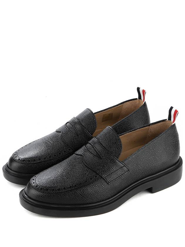 Pebble Grain Rubber Sole Penny Loafer Black - THOM BROWNE - BALAAN 2