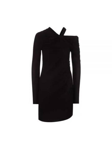 Twisted Asymmetric Mini Dress Black - HELMUT LANG - BALAAN 1