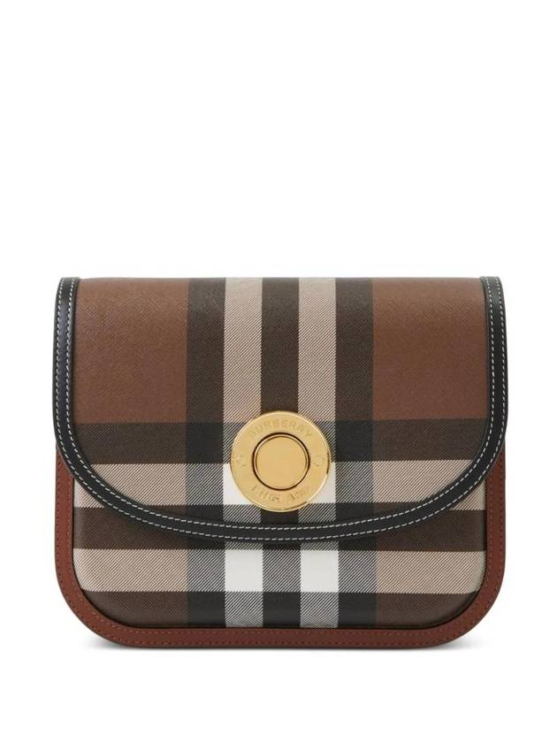 Elizabeth Check Leather Medium Cross Bag Brown - BURBERRY - BALAAN 1