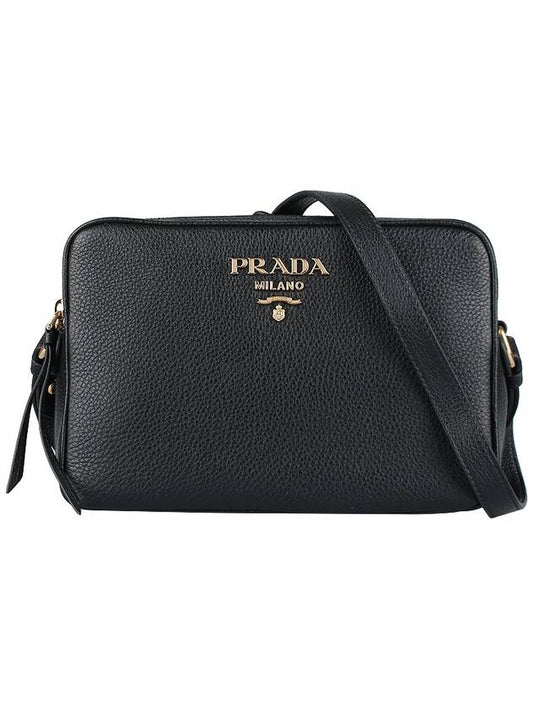 Vitello Phoenix Double Zipper Cross Bag Black - PRADA - BALAAN 1