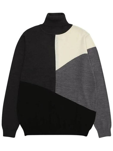 Color block wool mix turtleneck knit sweater NIT122 - IKALOOOK - BALAAN 1