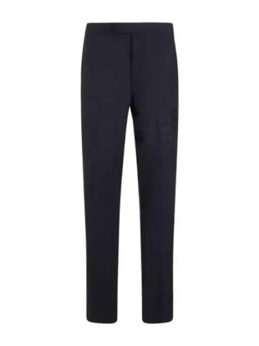 Diagonal Plain Weave Classic Wool Slacks Navy - THOM BROWNE - BALAAN 2