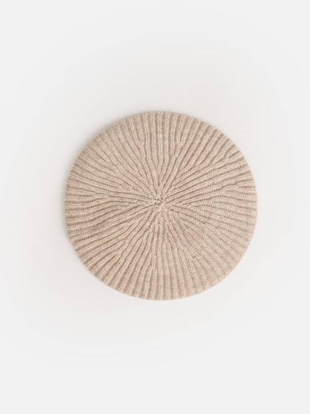 Logo Rib Edge Wool Beret Sand - GANNI - BALAAN 2