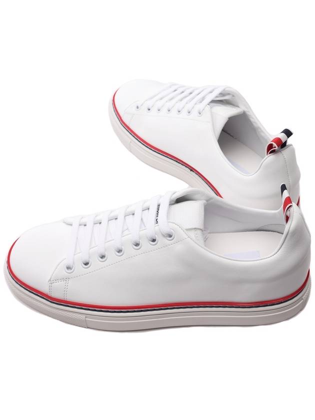 Tennis Vitello Calf Leather Low Top Sneakers White - THOM BROWNE - BALAAN 7