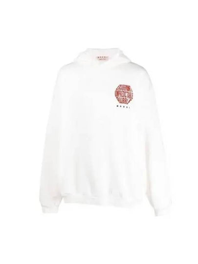 Slogan Print Hoodie Stone White Red - MARNI - BALAAN 2