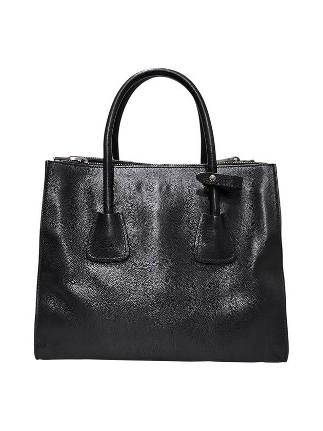 BN2619 Black Grain Calfskin Double Zipper Tote Bag Strap - PRADA - BALAAN 4