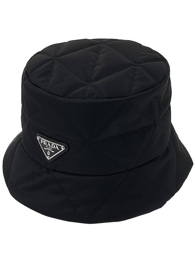 Triangle Logo Nylon Bucket Hat Black - PRADA - BALAAN 11