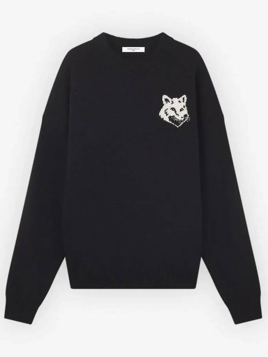 Intarsia Fox Head Comfort Knit Top Black - MAISON KITSUNE - BALAAN 2