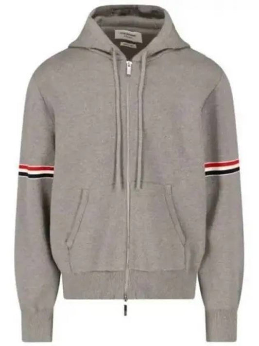 Cotton Milano Armband Zip Up Hoodie Light Grey - THOM BROWNE - BALAAN 2