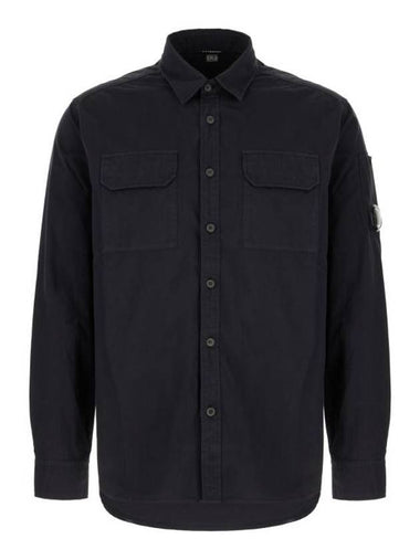 Organic Gabardine Lens Long Sleeve Shirt Navy - CP COMPANY - BALAAN 1