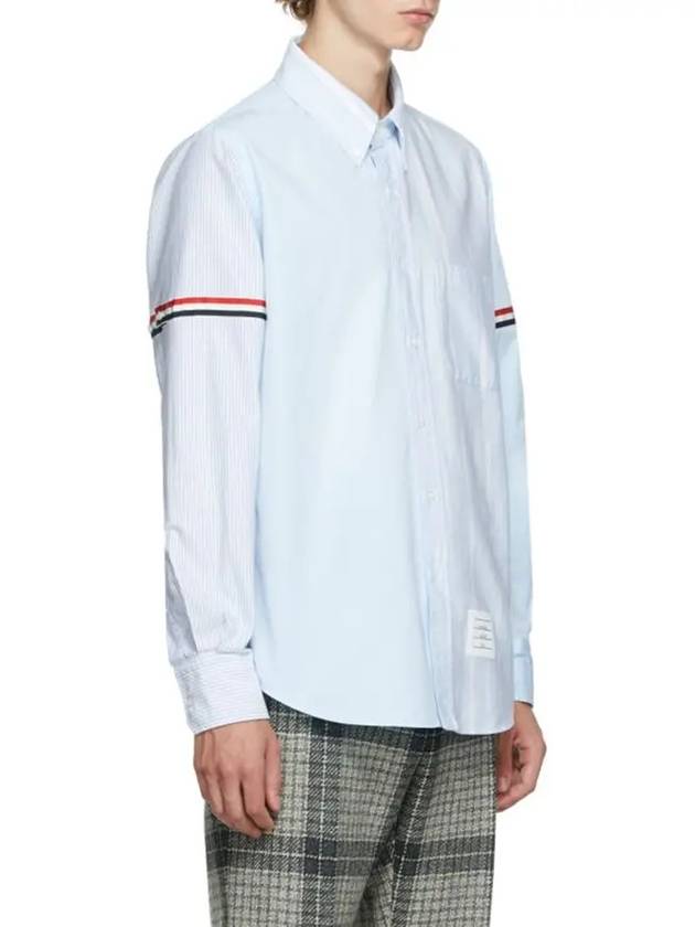 Men's Poplin Grosgrain Armband Stripe Long Sleeve Shirt Blue - THOM BROWNE - BALAAN 4