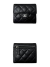 Small Classic Flap Wallet Grained Calfskin Silver Black - CHANEL - BALAAN 5