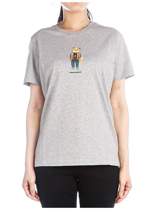 LW00112KJ0008 LIGHT GRAY MEL Women s Dressed Fox Short Sleeve T Shirt - MAISON KITSUNE - BALAAN 1