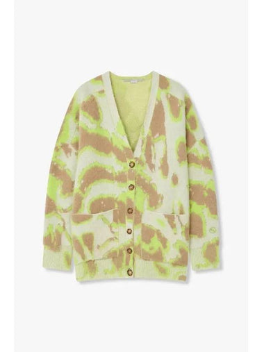 STELLA McCARTNEY Animal Jacquard Knit Long Cardigan Light Green - STELLA MCCARTNEY - BALAAN 1