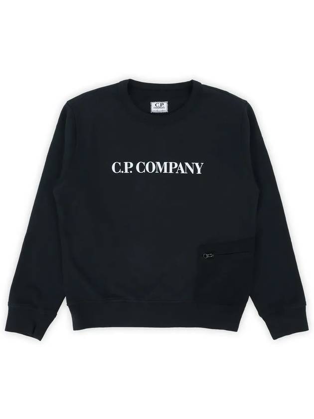 Kids Side Pocket Logo Sweatshirt Navy 14CKSS023B 002246M 888 - CP COMPANY - BALAAN 3