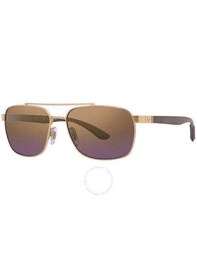 Ray Ban Polarized Purple Mirrored Gold Gradient Rectangular Men's Sunglasses RB3701 001/6B 59 - RAY-BAN - BALAAN 2