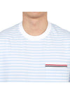 Striped Jersey Pocket Short Sleeve T-Shirt Light Blue White - THOM BROWNE - BALAAN 9