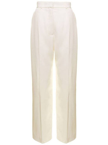 White Wide Leg Tailored Trousers In Silk Blend Woman - CASABLANCA - BALAAN 1