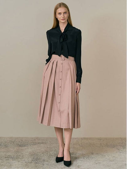 Jane Belted Pleats Skirt Pink Brown - AME - BALAAN 2