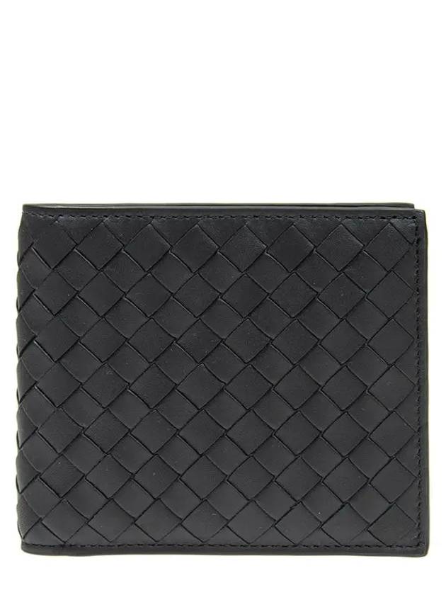 Intrecciato Weaving Half Wallet Black - BOTTEGA VENETA - BALAAN 3