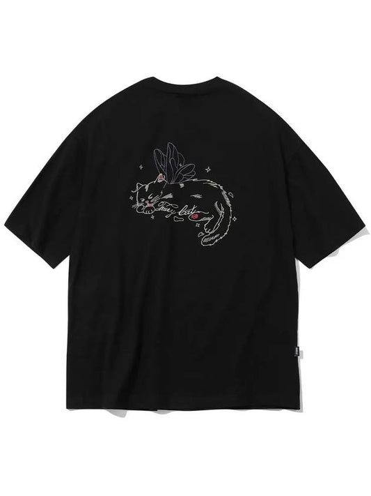 Fairy cat embroidery short sleeve t-shirt black - CPGN STUDIO - BALAAN 2