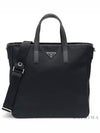 triangle logo saffiano tote bag black - PRADA - BALAAN.