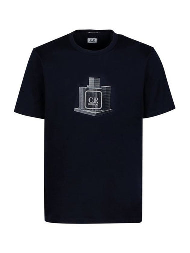 Metropolis Logo Graphic Short Sleeve T-Shirt Navy - CP COMPANY - BALAAN 1