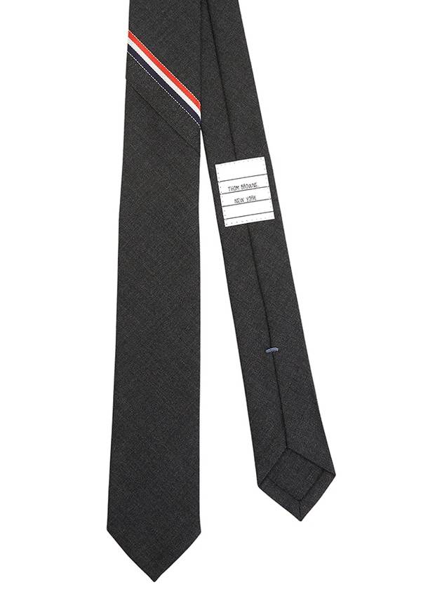 Three Stripes Classic RWB Selvage Super 120 Count Wool Tie Dark Grey - THOM BROWNE - BALAAN 2