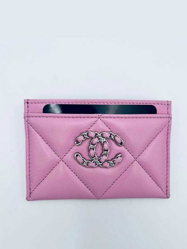 19 Chain Logo Lambskin Card Holder Pink - CHANEL - BALAAN 1