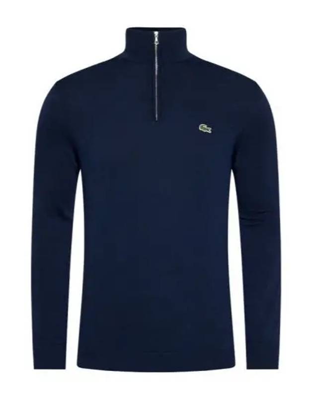 Organic Cotton Quarter Zip Knit Top Navy - LACOSTE - BALAAN 2