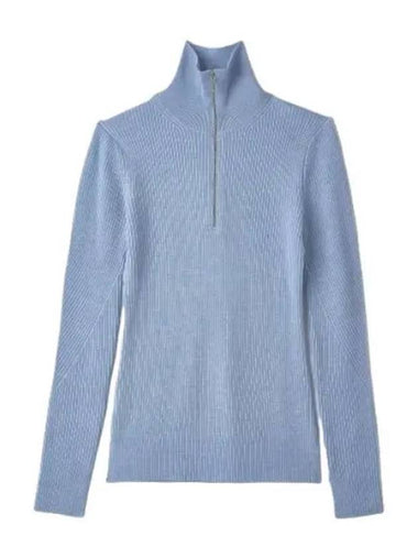 half zip pullover knit blue - GANNI - BALAAN 1