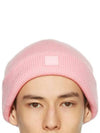 FACE Face Logo TurnUp Rib Wool Short Beanie Hat Pink - ACNE STUDIOS - BALAAN 3