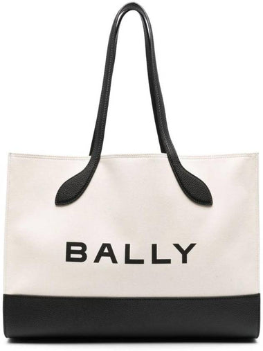 Bar Keep On Logo Stamped Canvas Tote Bag Beige - BALLY - BALAAN 1