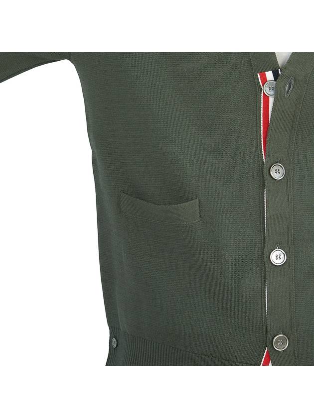 Milano Stitch 4 Bar Cardigan Dark Green - THOM BROWNE - BALAAN 9