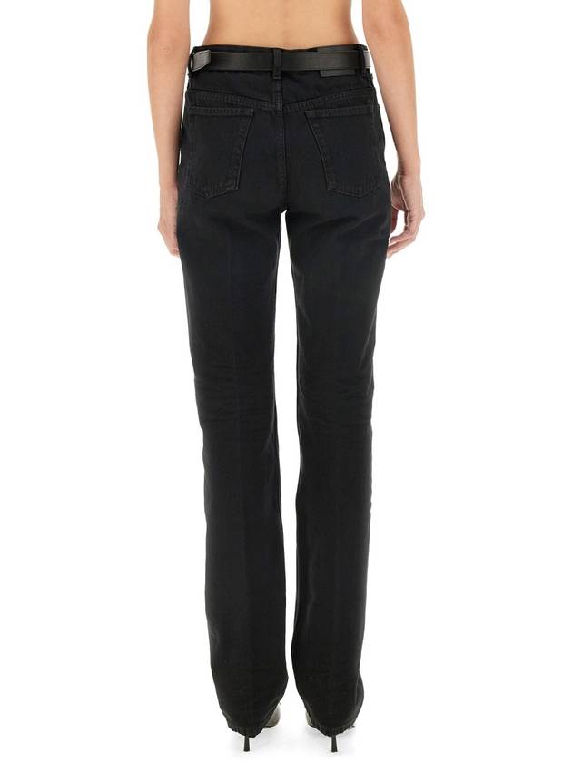 Mid Rise Denim Straight Jeans Black - SAINT LAURENT - BALAAN 4