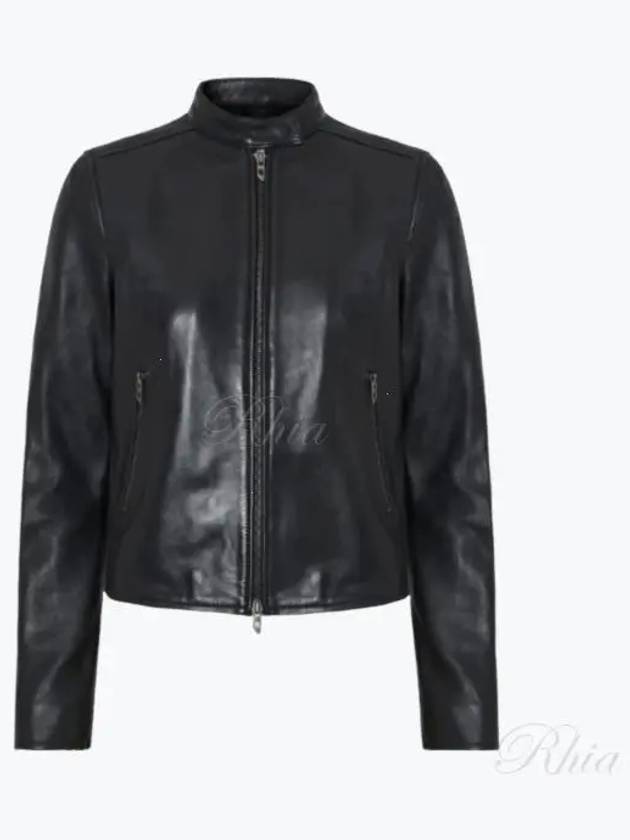 L Ayla Embossed Logo Leather Biker Jacket Black - DIESEL - BALAAN 2