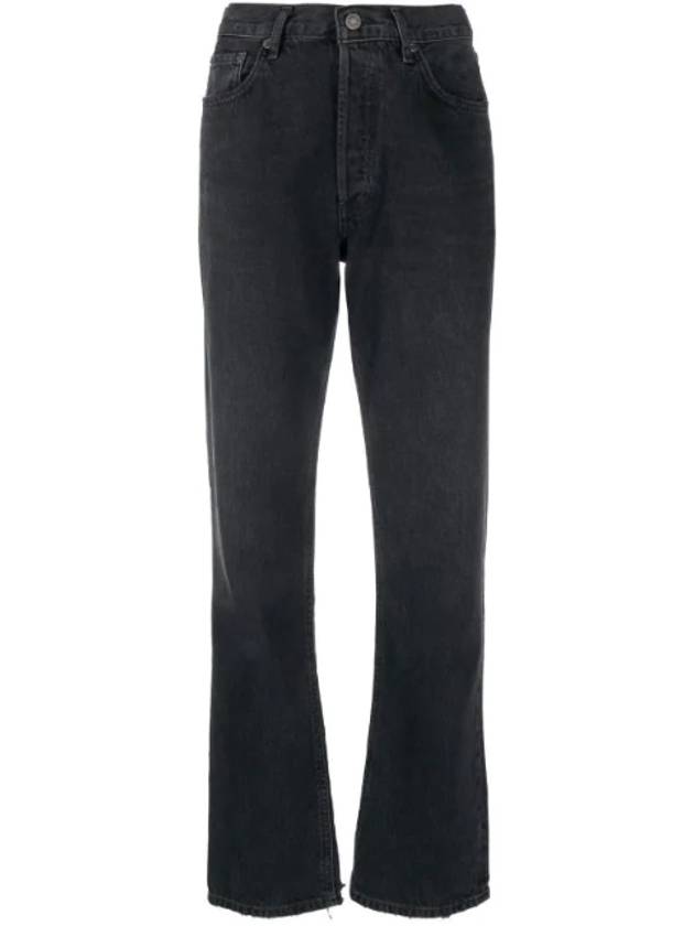 Lana Mid Rise Denim Straight Jeans Black - AGOLDE - BALAAN 1