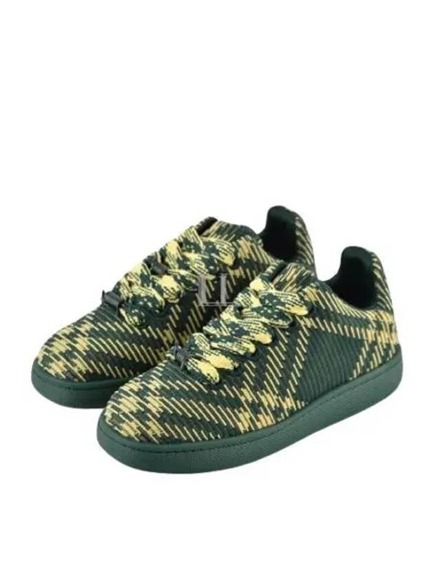 Check Square Toe Low Top Sneakers Green - BURBERRY - BALAAN 2