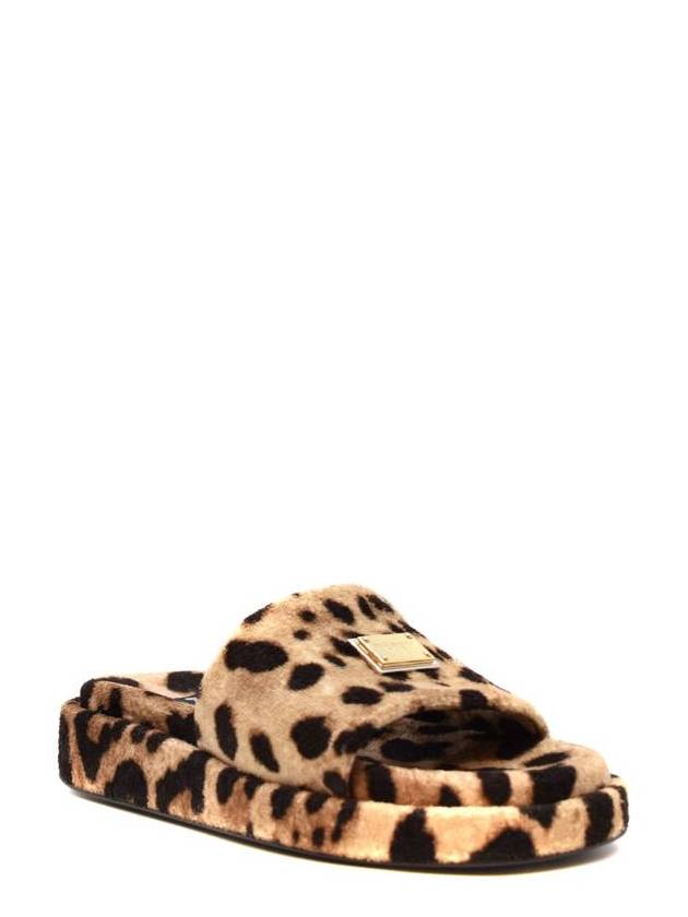 Leopard Print Fleece Slippers Brown - DOLCE&GABBANA - BALAAN 3